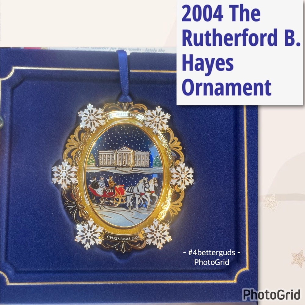New 2004 White House Rutherford B Hayes Sleigh Historical Ornament Collection